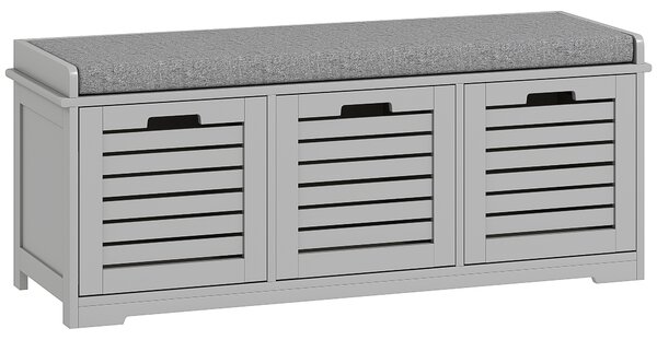 HOMCOM 3-Drawer Shoe Storage Bench - Grey
