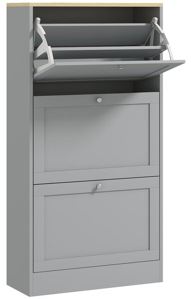 HOMCOM Modern Compact Three-Drawer Shoe Storage Cabinet - Grey