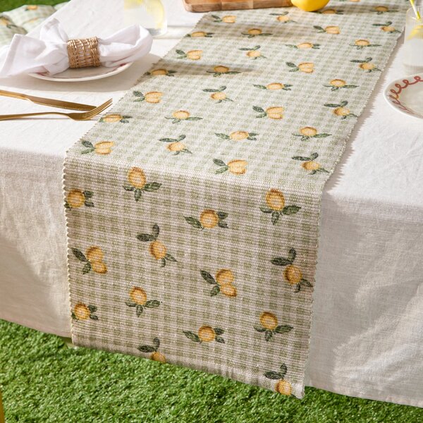 Furn Fruits Lemons 35cm x 180cm Outdoor Runner Sage