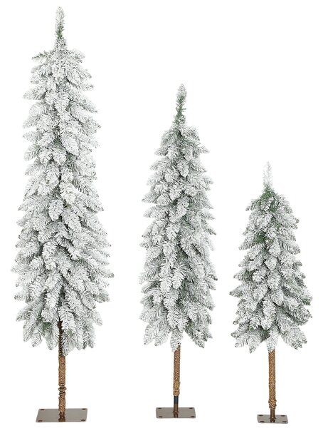 HOMCOM Set of 3 Pencil Flocked Christmas Tree, 3ft 4ft 5ft