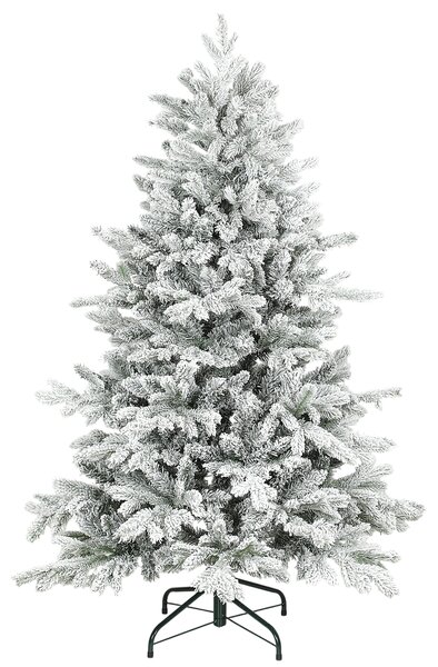 HOMCOM 5ft Flocked Christmas Tree with Hinged Realistic Tips, Wide Shape