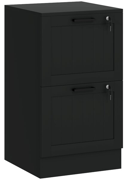HOMCOM 2 Drawer Filing Cabinet with Lock, Office Storage Cabinet with Adjustable Hanging Bars for A4 Letter Size Files, Black