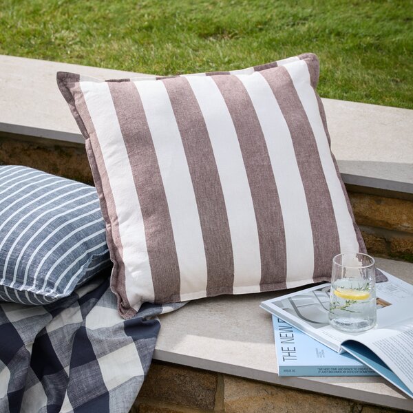 Yard Hayle Cotton Outdoor Filled Cushion 50cm x 50cm Chocolate