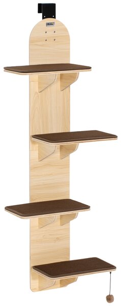 PawHut 4-Level Door Mounted Cat Tree with Washable Plush Mats, Toy Balls, Door Hanging Cat Shelf for Indoor Cats