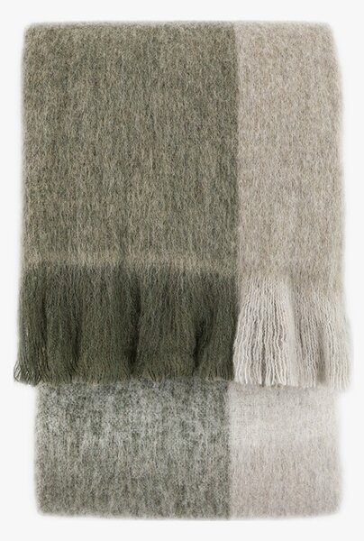 Nordic Woodland Check Mohair Throw in Green