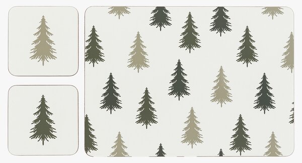 Nordic Woodland Trees Placemat and Coaster, Set of 4
