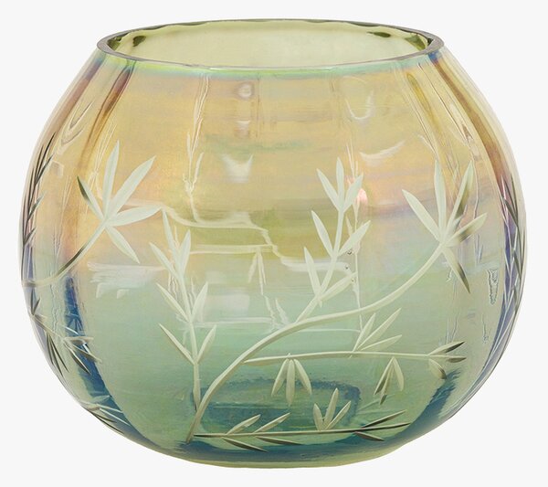 Wildflower Etched Iridescent Tealight Holder, Small