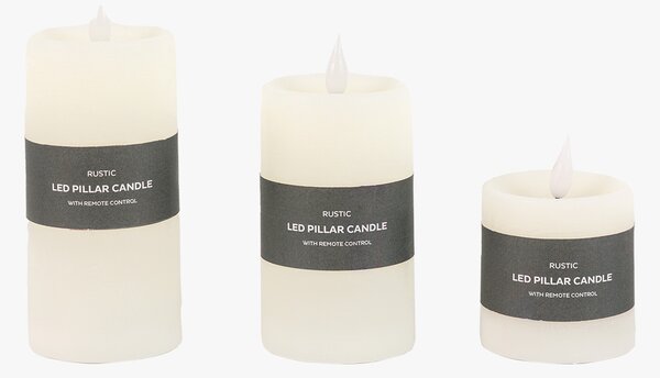 Homespun LED 1 Wick Candle in Ivory, Set of 3