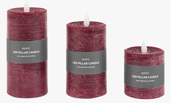 Homespun LED 1 Wick Candle in Oxblood, Set of 3