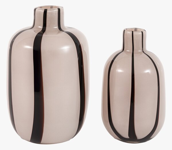 Arla Stripe Glass Vase in Monochrome, Set of 2
