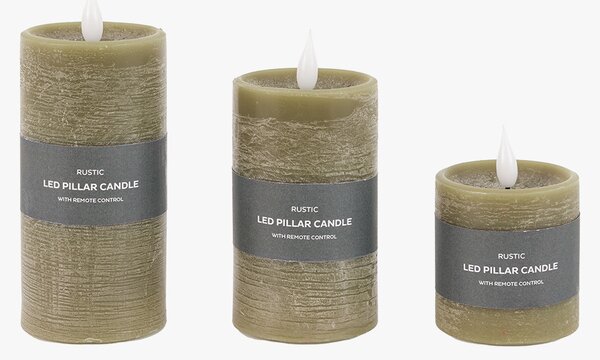 Homespun LED 1 Wick Candle in Olive, Set of 3