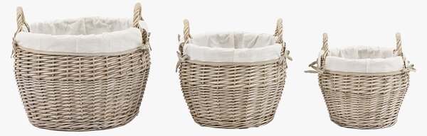 Elva Round Lined Baskets in Natural, Set of 2