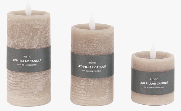Homespun LED 1 Wick Candle in Greige, Set of 3