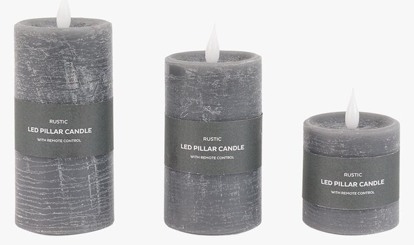 Homespun LED 1 Wick Candle in Grey, Set of 3