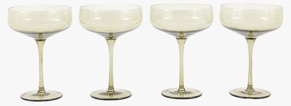 Lustre Coupe Glass in Smokey Green, Set of 4