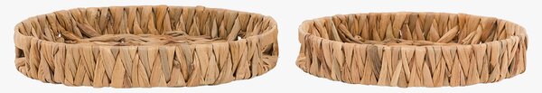 Feyre Woven Round Tray in Natural, Set of 2