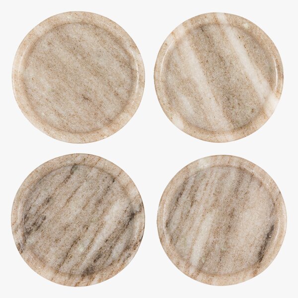 Pietra Round Coasters in Beige Marble, Set of 4