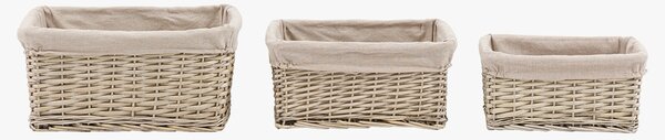 Nesta Square Lined Basket in Grey, Set of 2