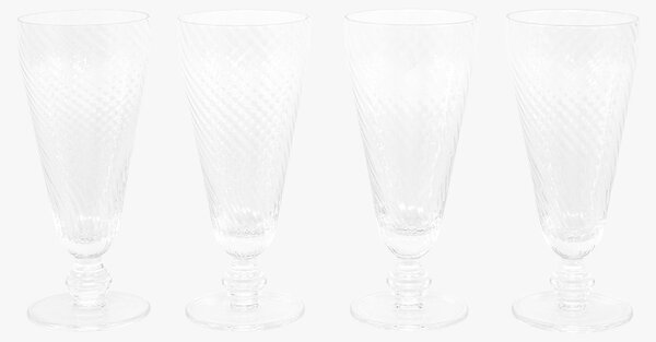 Ridged Flute Glass in Clear, Set of 4