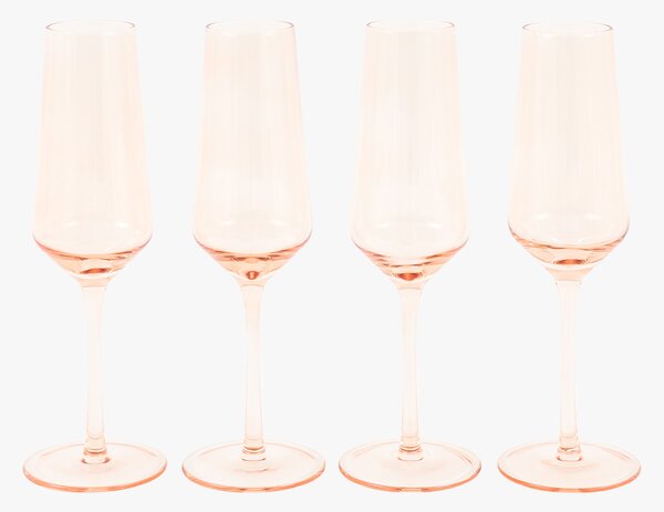 Lustre Flute Glass in Amber, Set of 4