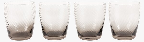 Ridged Tumbler Glass in Smoked Grey, Set of 4