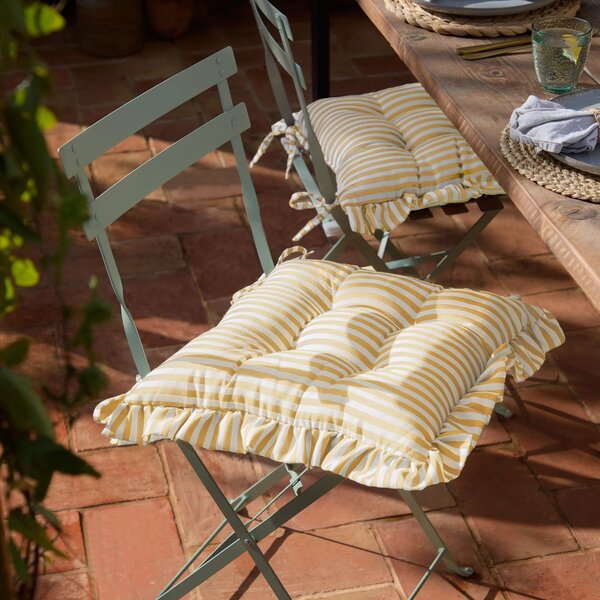 Wylder Millie Ruffle Set of 2 40cm x 40cm Outdoor Seat Pads Yellow