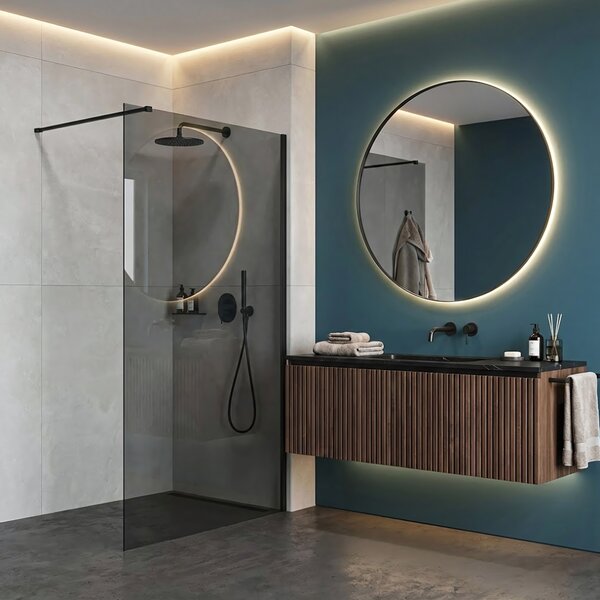 Shower screen Rea Flexi Grey / Black 90