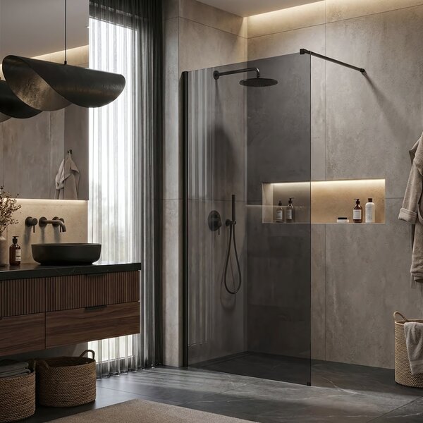 Shower screen Rea Flexi Grey / Black 90