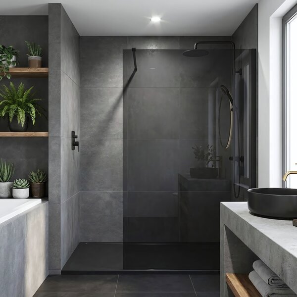 Shower screen Rea Flexi Grey / Black 120