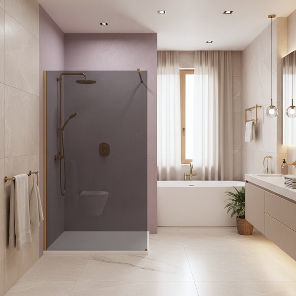 Shower screen Rea Flexi Grey / Brush Gold 80