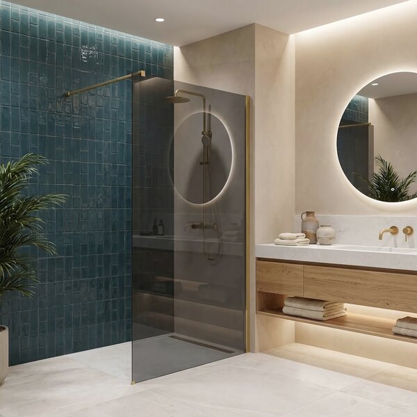 Shower screen Rea Flexi Grey / Brush Gold 80
