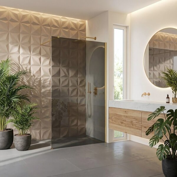 Shower screen Rea Flexi Grey / Brush Gold 80
