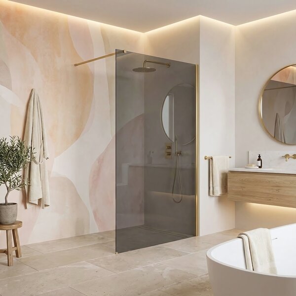 Shower screen Rea Flexi Grey / Brush Gold 80