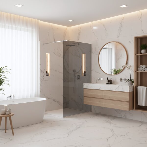 Shower screen Rea Flexi Grey / Chrome 100