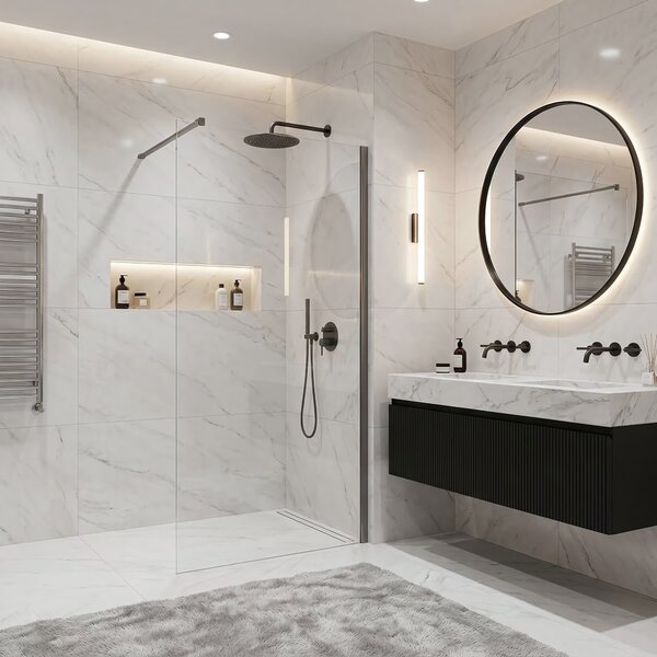 Shower screen Rea Flexi Transparent / Titan 90