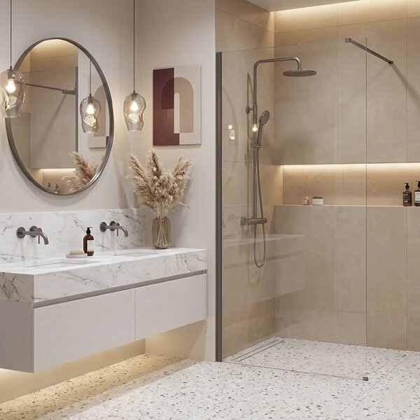 Shower screen Rea Flexi Transparent / Titan 90