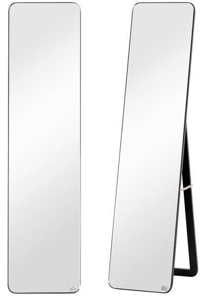 HOMCOM Full Length Mirror, Free Standing or Wall Hanging, Tall Full Body Mirror for Bedroom, Hallway, Black Aosom UK