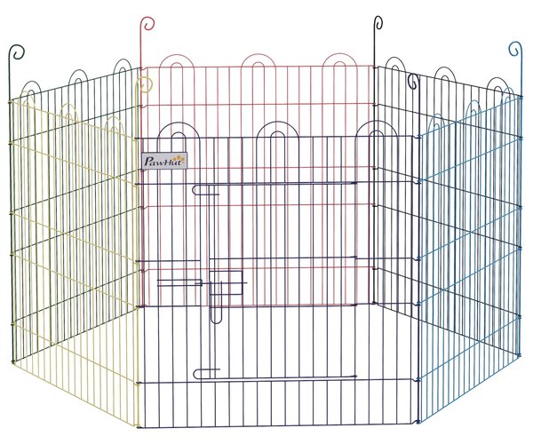 PawHut Pet Playpen: Six-Panel Crate with Door, Versatile for Indoor & Outdoor Use, Easy Assembly Aosom UK