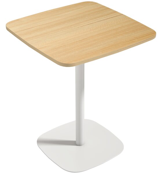 HOMCOM Small Dining Table, 60 cm Square Kitchen Table with Wood-veneer Top and Steel Base - Natural Wood Finish