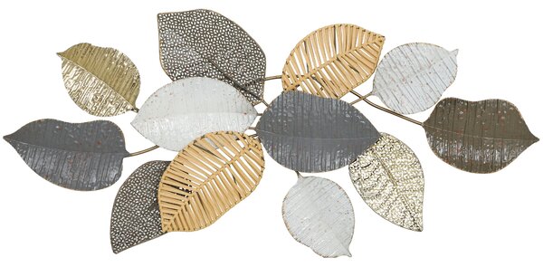 HOMCOM Metal Wall Art, Modern Hanging Wall Decor with Unique Leaf Design for Living Room Bedroom Entryway
