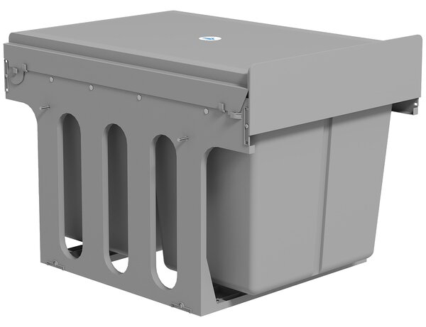 HOMCOM Pull Out Bin, Under Sink Bin - 2 Removable Compartments (15L Each) for 400mm Cabinets, Light Grey