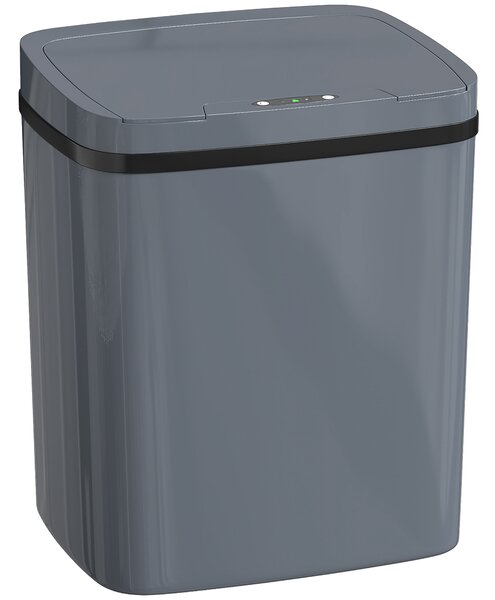 HOMCOM 15L Sensor Bin, Automatic Touchless Kitchen Bin, Easy Clean, Battery Operated for Home Office, Bedroom, Bathroom, Grey