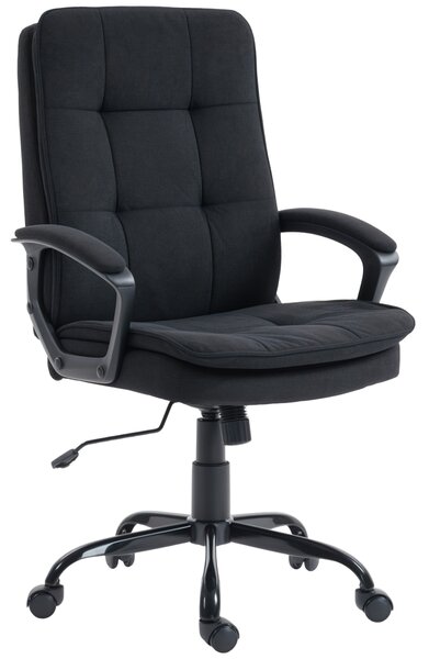 HOMCOM Linen-Look Double-Padded Office Chair - Black