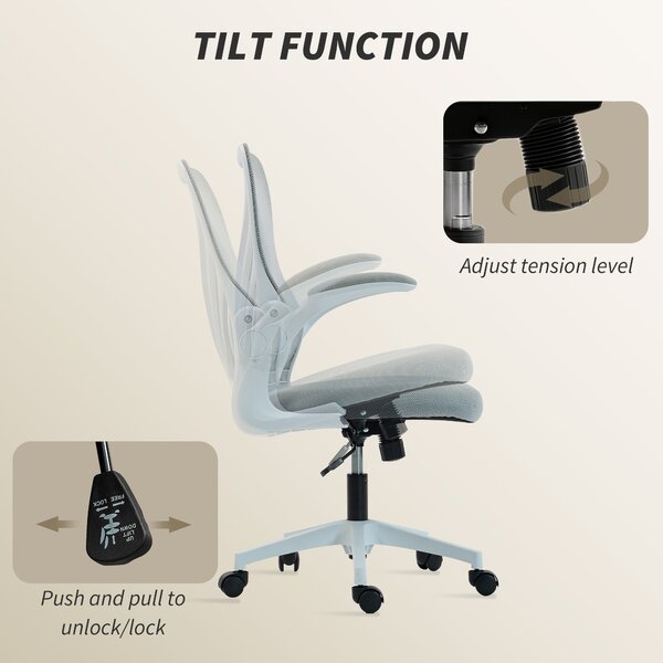 HOMCOM Mesh Office Chair with Foldable Backrest - Light Grey