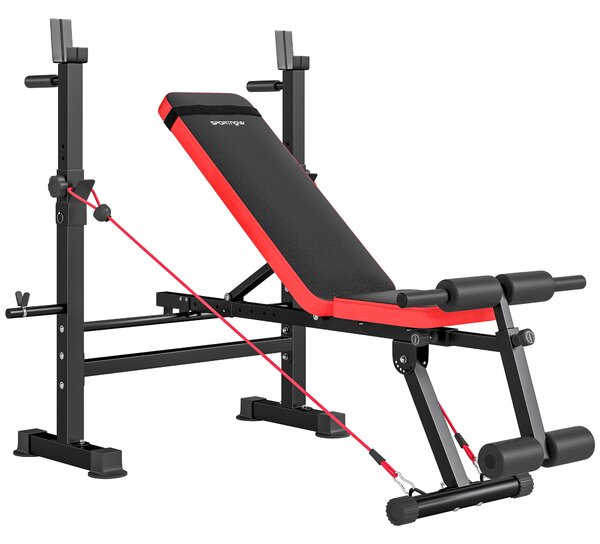 SPORTNOW Adjustable Weight Bench with Squat Rack and Dip Stand