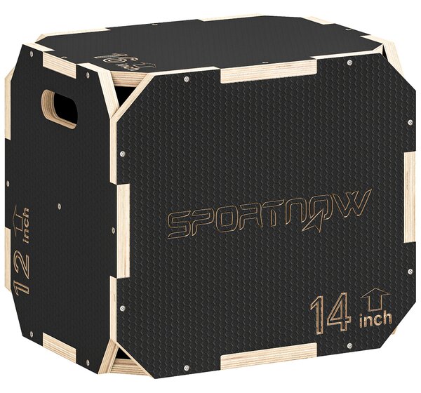 SPORTNOW Non-Slip Plyo Box, Corner-free Wooden Jump Box, 31 x 36 x 41 cm
