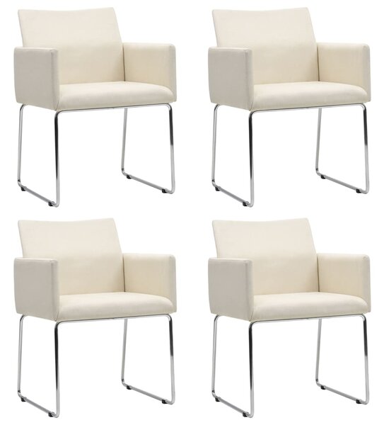 Dining Chairs 4 pcs Linen-look White Fabric
