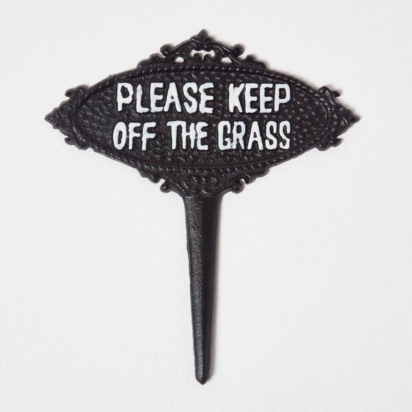 Homescapes Black Metal “Please Keep Off The Grass” Garden Sign