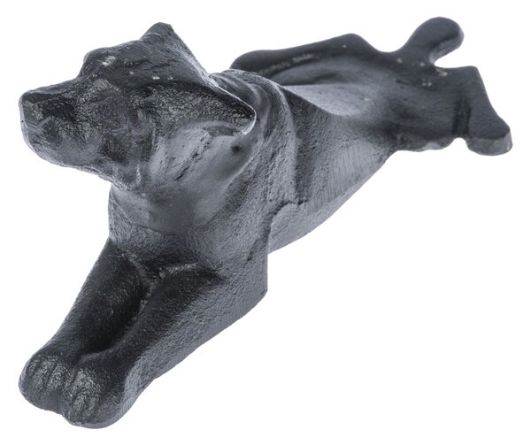 Homescapes Lying Dog Heavy Weight Door Stopper Black Cast Iron