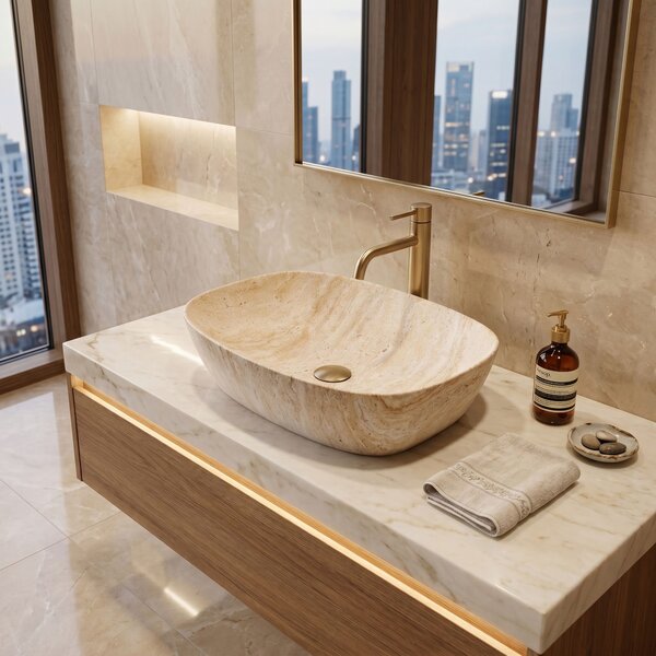 Countertop Basin Rea Freja Travertine Matt